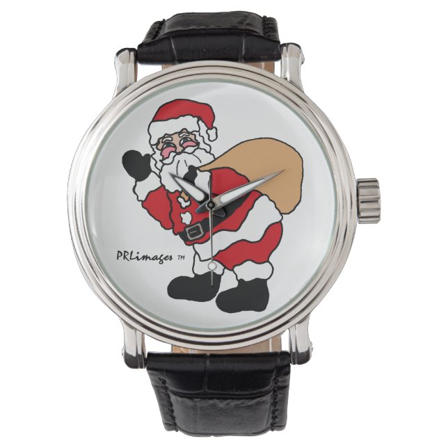 Ho Ho Ho Santa Leather Strap Horloge (Voorkant)