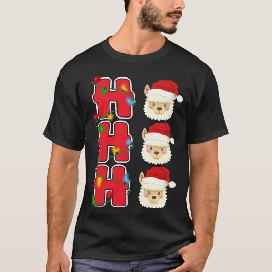 Ho Ho Ho Santa Llama Christmas T-shirt (Voorkant)