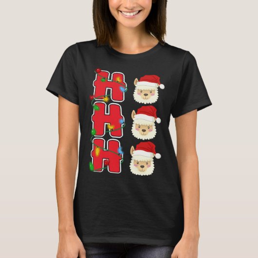 Ho Ho Ho Santa Llama Christmas T-shirt (Voorkant)
