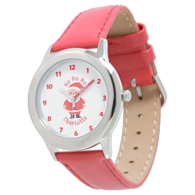 Ho Ho Ho Santa Meisjes Naam Rode Kinderen Horloge (Gekanteld)