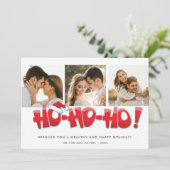 Ho Ho Ho Santa net getrouwd paar kerst Feestdagenkaart (Staand voorkant)