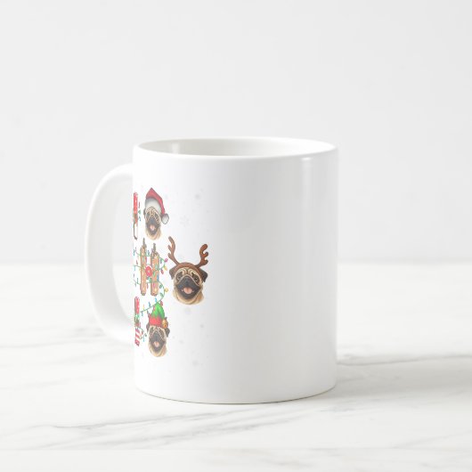 Ho Ho Ho Santa Reindeer Hat Elf Matching Pug Xmas  Koffiemok (Voorkant links)