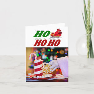 Ho Ho Ho Santa Sleigh kerstfoto typografie Feestdagen Kaart