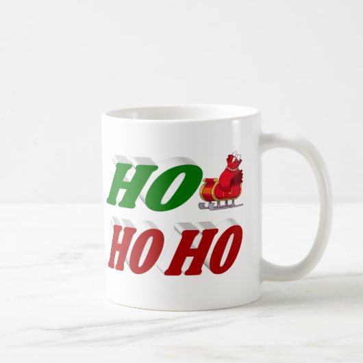 Ho Ho Ho Santa Sleigh Kersthalve kersttypografie Koffiemok (Rechts)
