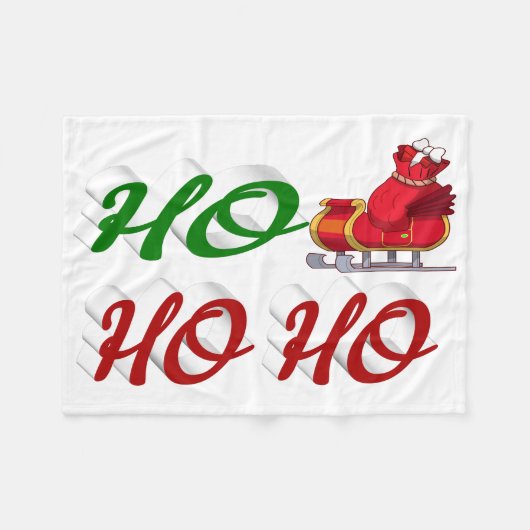 Ho Ho Ho Santa Sleigh Kerstrode kerstscript Fleece Deken (Voorkant (Horizontaal))