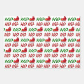 Ho Ho Ho Santa Sleigh Kerstrode kerstscript Inpakpapier Vel (Voorkant 2)