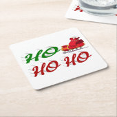 Ho Ho Ho Santa Sleigh Kerstrode kerstscript Kartonnen Onderzetters (Schuin)