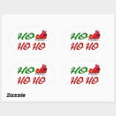 Ho Ho Ho Santa Sleigh Kerstrode kerstscript Ovale Sticker (Vel)