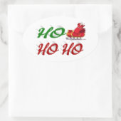 Ho Ho Ho Santa Sleigh Kerstrode kerstscript Ovale Sticker (Tas)