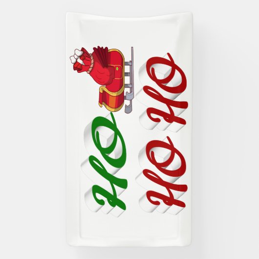 Ho Ho Ho Santa Sleigh Kerstrode kerstscript Spandoek (Verticaal)