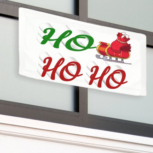 Ho Ho Ho Santa Sleigh Kerstrode kerstscript Spandoek (Buitenkant Gebouw)