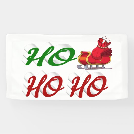 Ho Ho Ho Santa Sleigh Kerstrode kerstscript Spandoek (Horizontaal)