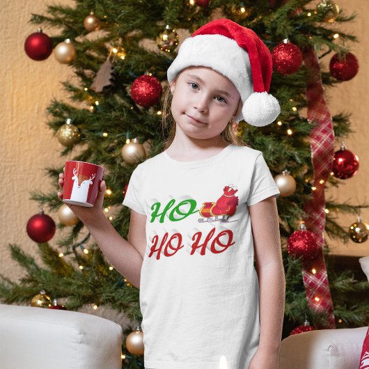 Ho Ho Ho Santa Sleigh Kerstrode kerstscript T-shirt