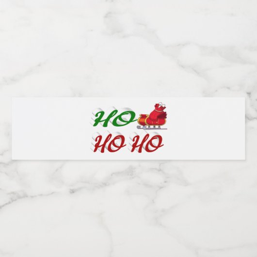 Ho Ho Ho Santa Sleigh Kerstrode kerstscript Waterfles Etiket (Enkel label)