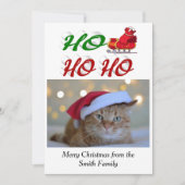 Ho Ho Ho Santa Sleigh Kerstschrift Feestdagenkaart (Voorkant)