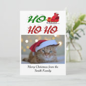 Ho Ho Ho Santa Sleigh Kerstschrift Feestdagenkaart (Staand voorkant)