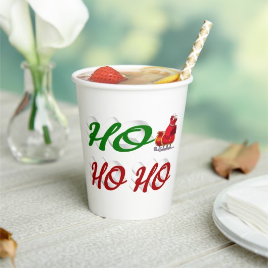 Ho Ho Ho Santa Sleigh Kerstscript Papieren Bekers (Insitu)