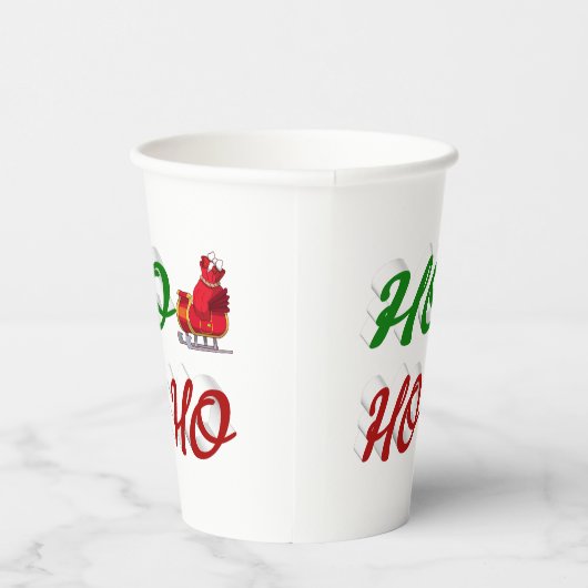 Ho Ho Ho Santa Sleigh Kerstscript Papieren Bekers (Rechts)