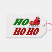Ho Ho Ho Santa Sleigh Kersttypografie Cadeaulabel (Voorkant (Horizontaal))