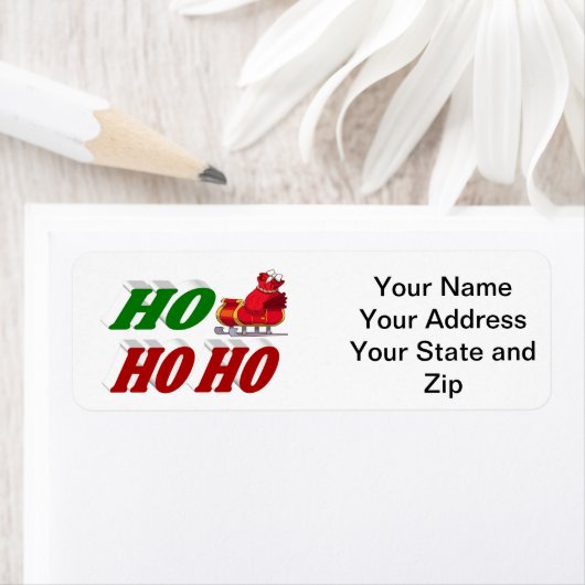 Ho Ho Ho Santa Sleigh Kersttypografie Etiket (Insitu)