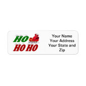 Ho Ho Ho Santa Sleigh Kersttypografie Etiket (Voorkant)