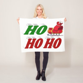 Ho Ho Ho Santa Sleigh Kersttypografie Fleece Deken