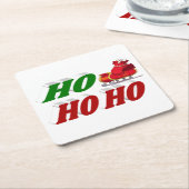 Ho Ho Ho Santa Sleigh Kersttypografie Kartonnen Onderzetters (Schuin)