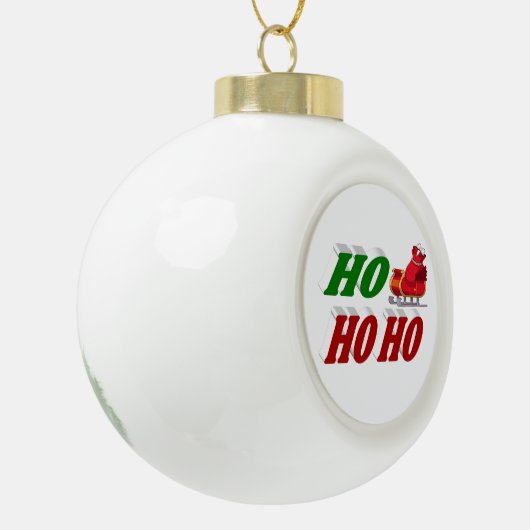 Ho Ho Ho Santa Sleigh Kersttypografie Keramische Bal Ornament (Links)