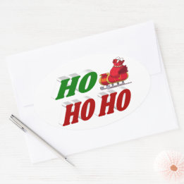 Ho Ho Ho Santa Sleigh Kersttypografie Ovale Sticker