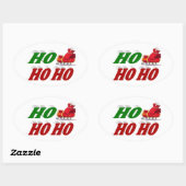Ho Ho Ho Santa Sleigh Kersttypografie Ovale Sticker (Vel)