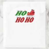 Ho Ho Ho Santa Sleigh Kersttypografie Ovale Sticker (Tas)