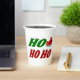 Ho Ho Ho Santa Sleigh Kersttypografie Papieren Bekers