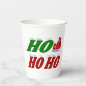 Ho Ho Ho Santa Sleigh Kersttypografie Papieren Bekers (Achterkant)