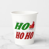 Ho Ho Ho Santa Sleigh Kersttypografie Papieren Bekers (Voorkant)