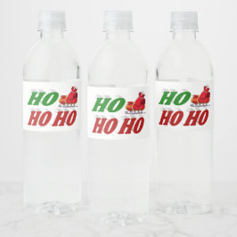 Ho Ho Ho Santa Sleigh Kersttypografie Waterfles Etiket