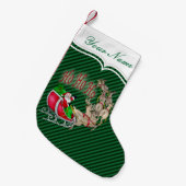 Ho Ho Ho Santa Sleigh Rendier gepersonaliseerd Kleine Kerstsok (Voorkant (Hangend))