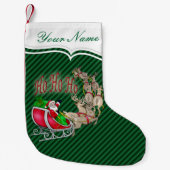 Ho Ho Ho Santa Sleigh Rendier gepersonaliseerd Kleine Kerstsok (Voorkant)