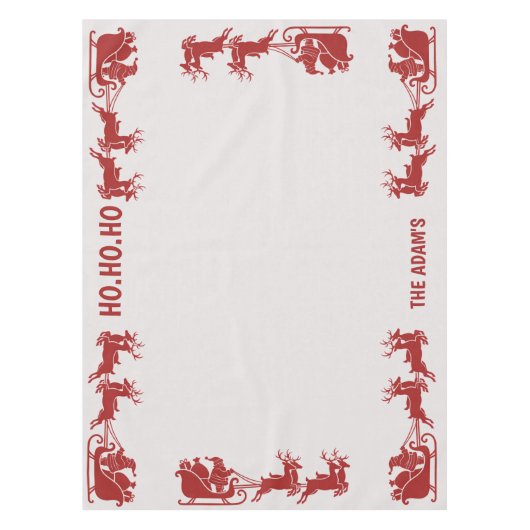 Ho Ho Ho Santa Sleigh Ride Christmas Tablecloth Tafelkleed (Voorkant)