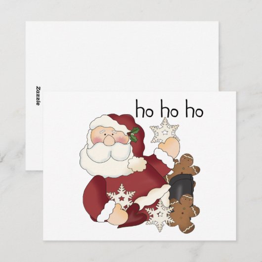 Ho Ho Ho Santa T-shirts en cadeaus Feestdagenkaart (Voorkant / Achterkant)