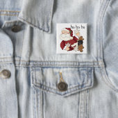 Ho Ho Ho Santa T-shirts en cadeaus Vierkante Button 5,1 Cm (In situ)