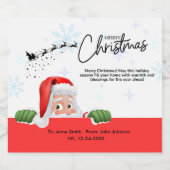 HO HO HO SANTA XMAS TEXT SPARKLING WIJNETIKET (Enkel label)