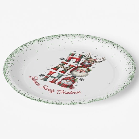 Ho Ho Ho Schattige Kerstpapier servet Papieren Bordje (Gekanteld)