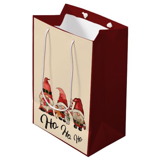 Ho Ho Ho! Schattigee Gnomes Nordic Christmas Winte Medium Cadeauzakje (Voorkant Gekanteld)