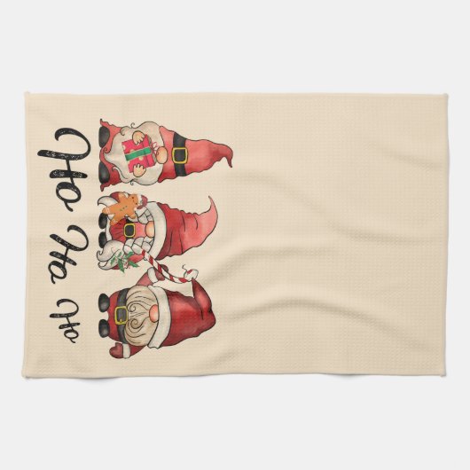 Ho Ho Ho! Schattigee Gnomes Nordic kerstvakantie Theedoek (Horizontaal)