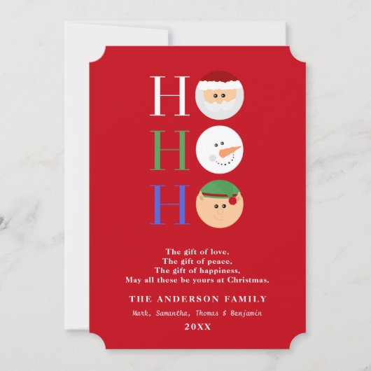 Ho Ho Ho Schattigee kerstfiguren Platte Kaart (Voorkant)