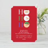 Ho Ho Ho Schattigee kerstfiguren Platte Kaart (Staand voorkant)