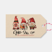 Ho Ho Ho! Schattigee Noordse Gnomes Kerstmis Cadeaulabel (Voorkant (Horizontaal))