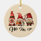 Ho Ho Ho ! Schattigee Noordse Gnomes Kerstmis Keramisch Ornament (Voorkant)