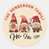 Ho Ho Ho ! Schattigee Noordse Gnomes Kerstmis Ronde Sticker (Voorkant)