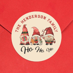 Ho Ho Ho ! Schattigee Noordse Gnomes Kerstmis Ronde Sticker
